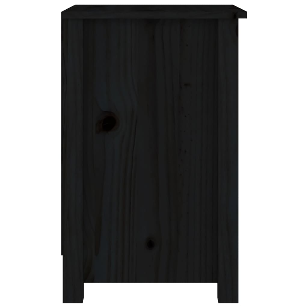 Solid Pine Bedside Cabinet, Black 40x35x55 cm - Elegant & Durable