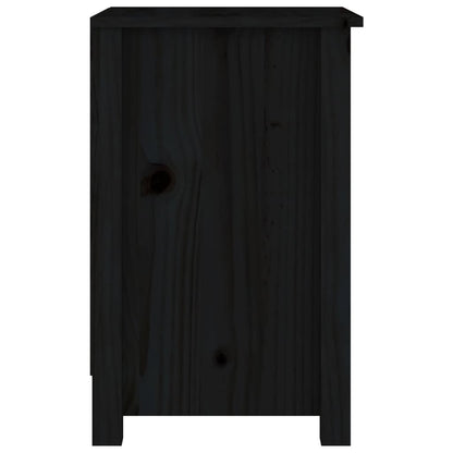 Solid Pine Bedside Cabinet, Black 40x35x55 cm - Elegant & Durable