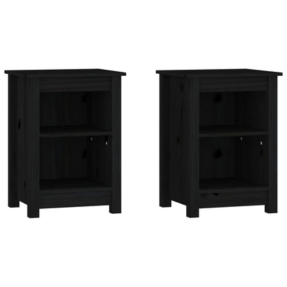 Solid Pine Bedside Cabinets 2 pcs Black 40x35x55 cm