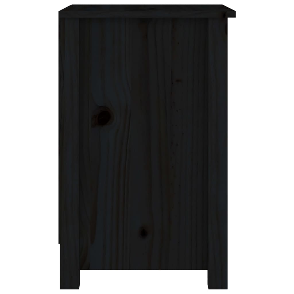 Solid Pine Bedside Cabinets 2 pcs Black 40x35x55 cm