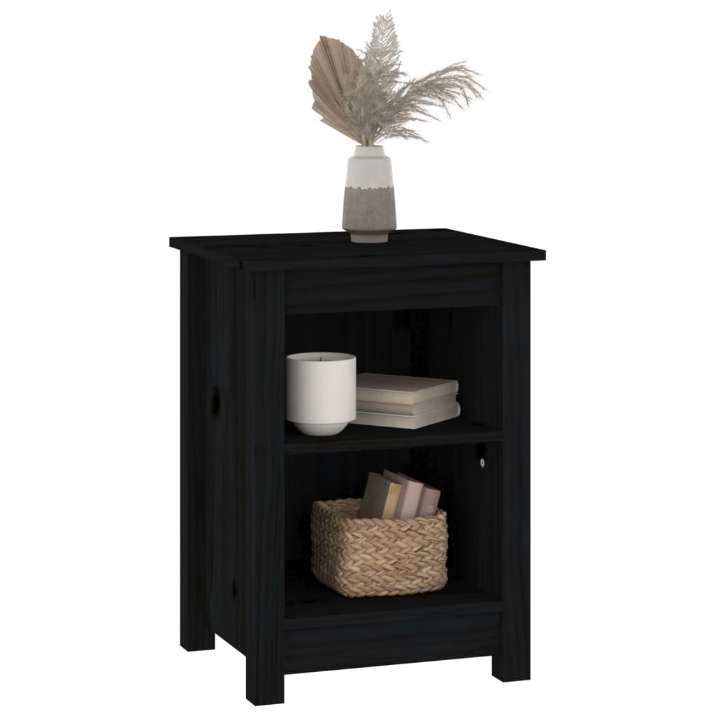 Solid Pine Bedside Cabinets 2 pcs Black 40x35x55 cm