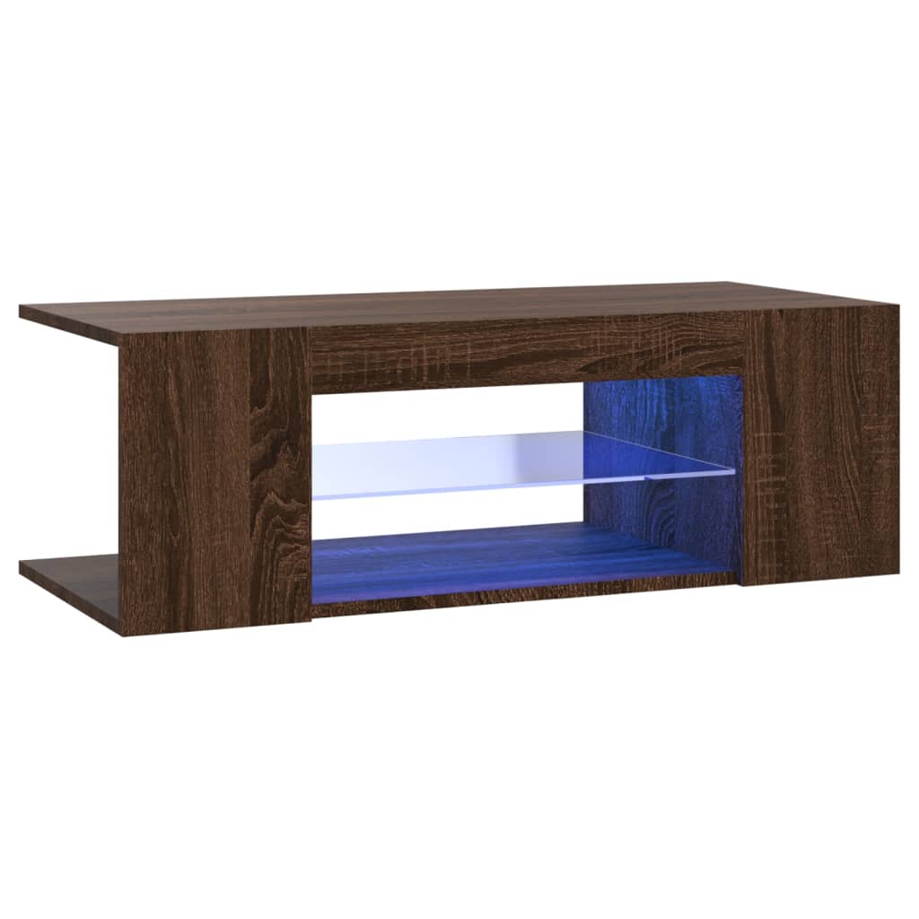 TV Cabinet with LED Lights Brown Oak 90x39x30 cm