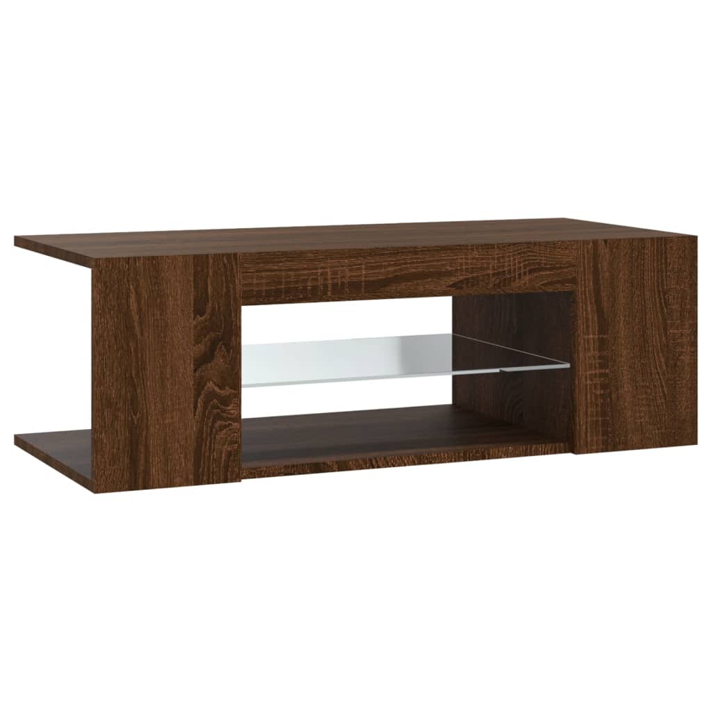 TV Cabinet with LED Lights Brown Oak 90x39x30 cm