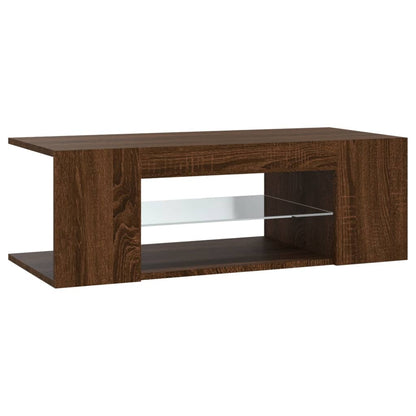 TV Cabinet with LED Lights Brown Oak 90x39x30 cm