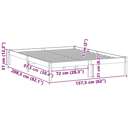 Solid Pine Queen Bed Frame 152x203 cm - No Mattress Included