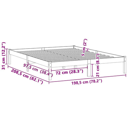 Solid Pine King Bed Frame 193x203 cm - No Mattress Included