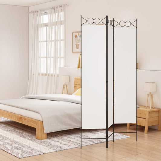 White Fabric 3-Panel Room Divider, 120x200 cm - Stylish Privacy Solution