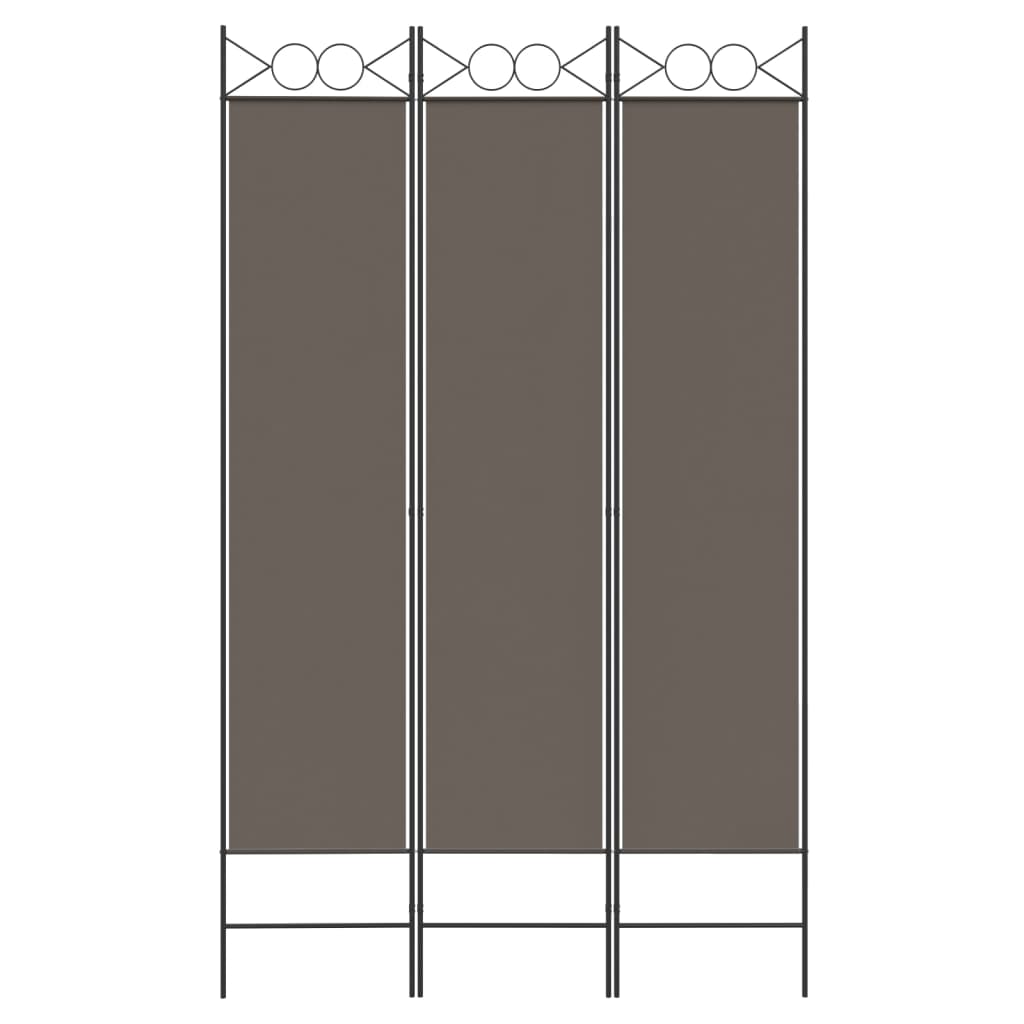 Anthracite 3-Panel Fabric Room Divider, 120x200 cm