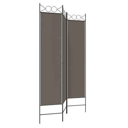 Anthracite 3-Panel Fabric Room Divider, 120x200 cm
