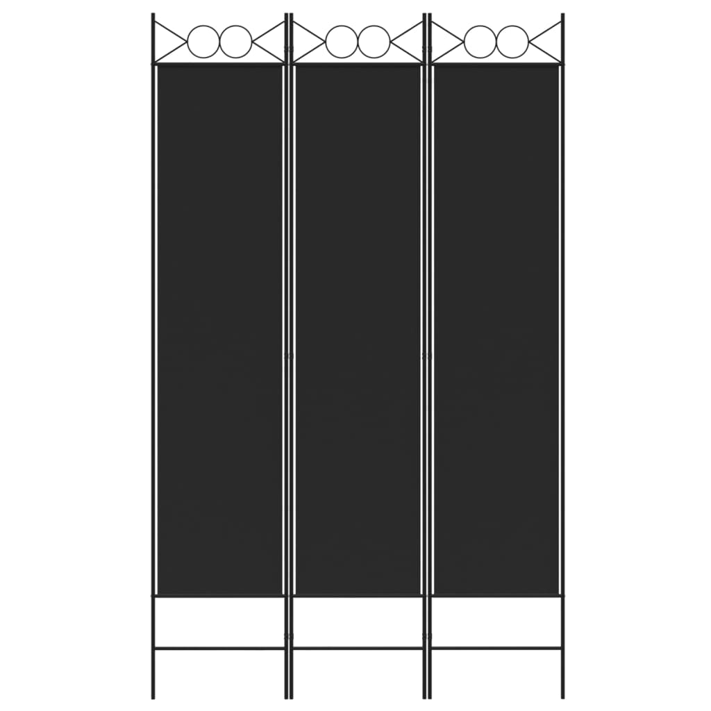 Black Fabric 3-Panel Room Divider - 120x200 cm Privacy Screen
