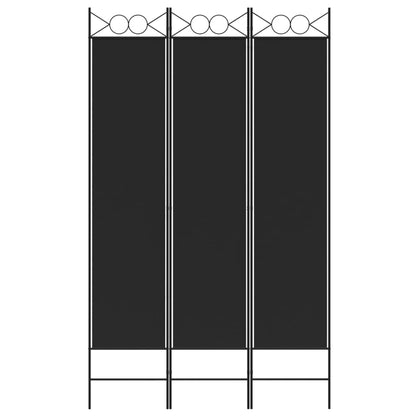 Black Fabric 3-Panel Room Divider - 120x200 cm Privacy Screen