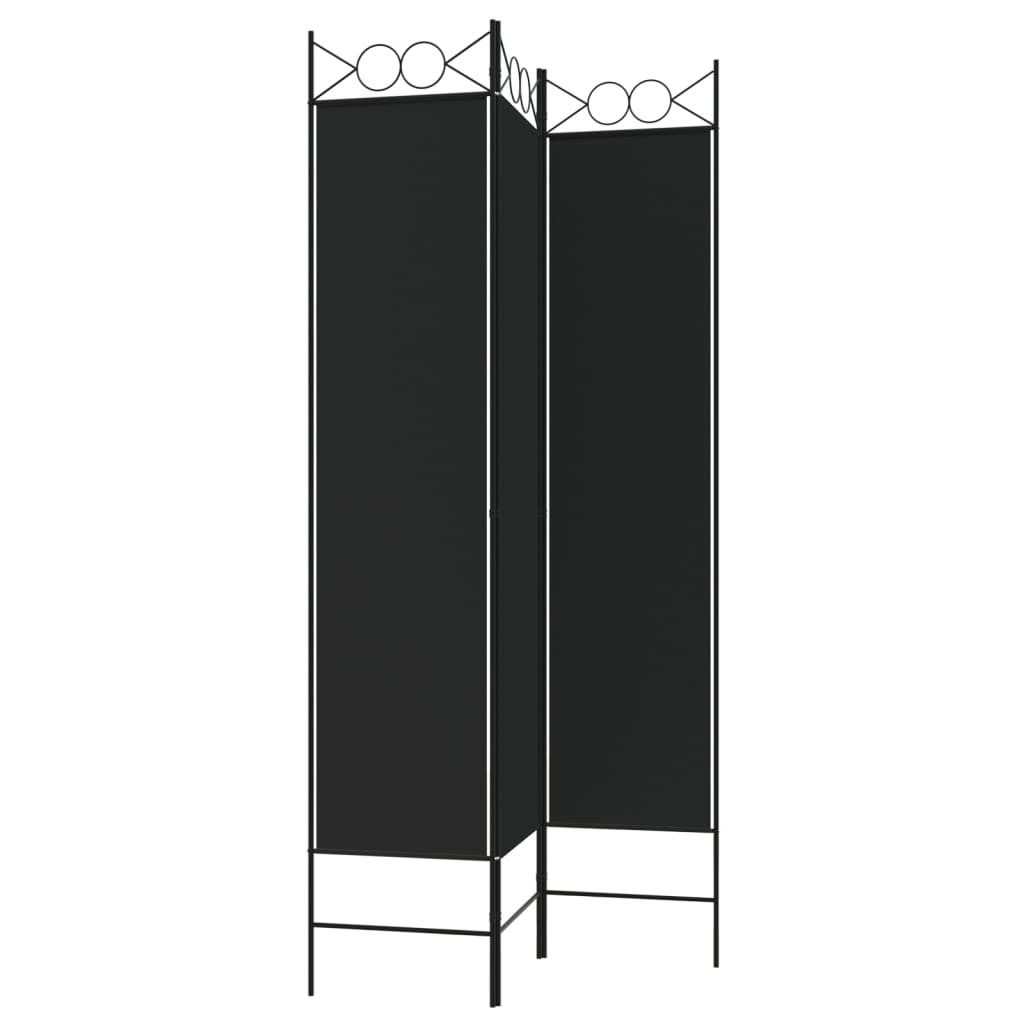Black Fabric 3-Panel Room Divider - 120x200 cm Privacy Screen