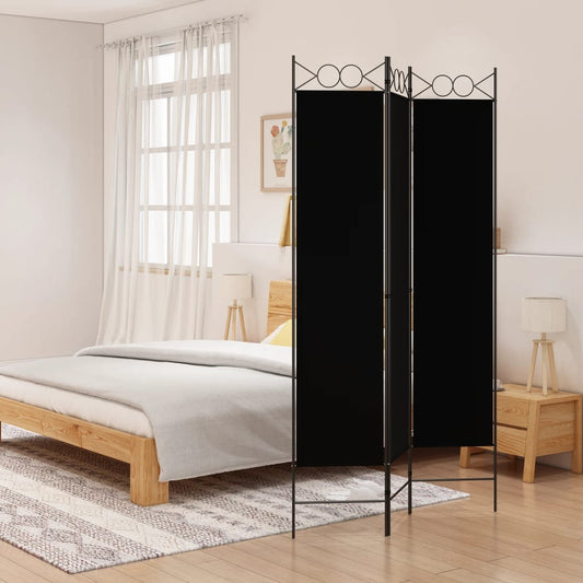 Black Fabric 3-Panel Room Divider - 120x200 cm Privacy Screen