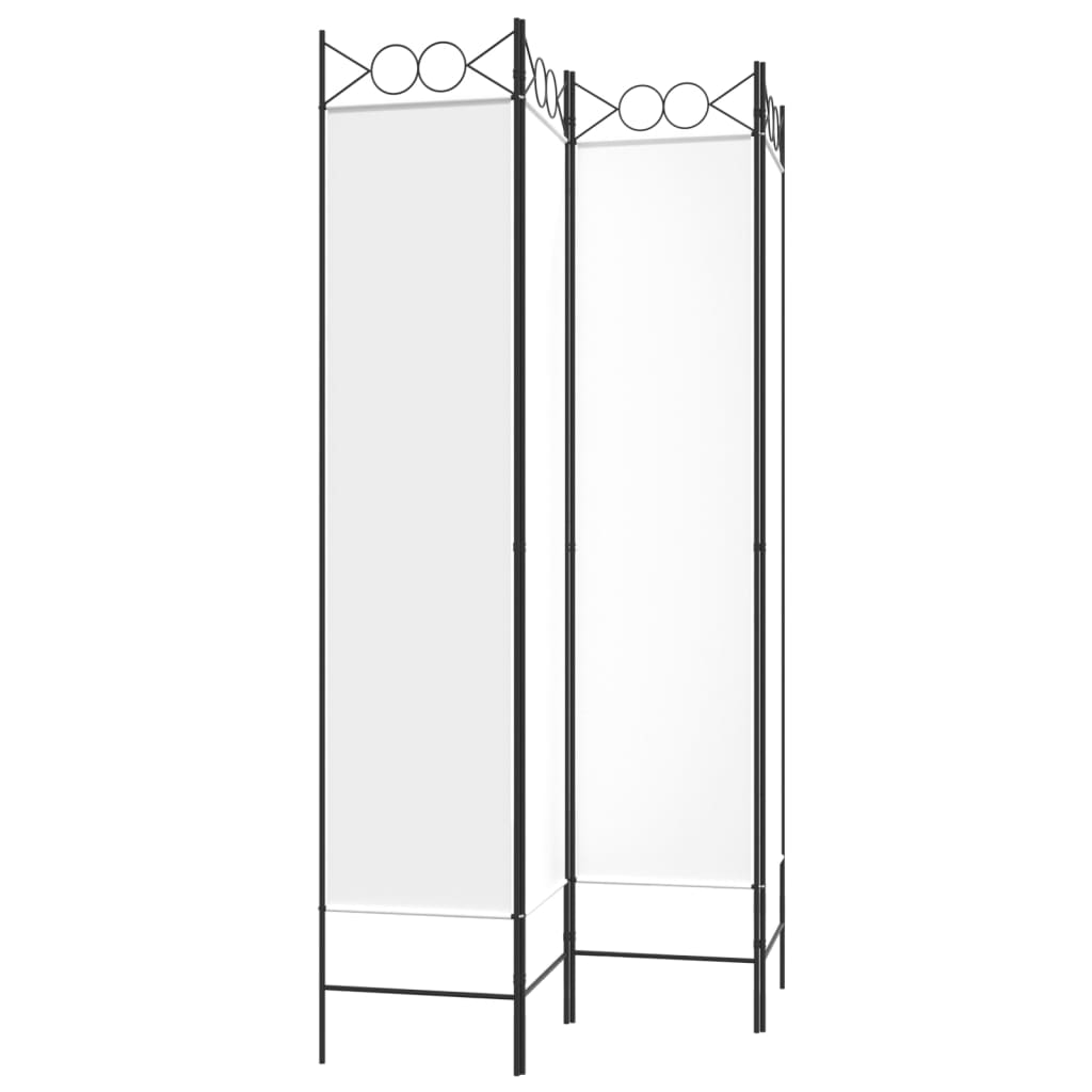 White Fabric 4-Panel Room Divider, 160x200 cm - Elegant Privacy