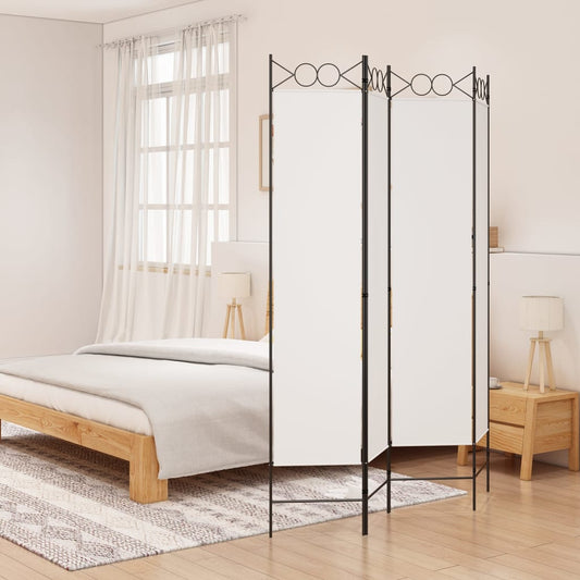 White Fabric 4-Panel Room Divider, 160x200 cm - Elegant Privacy
