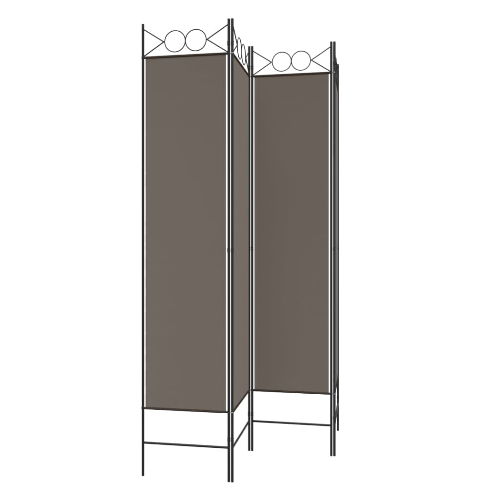 Anthracite 4-Panel Fabric Room Divider, 160x200 cm