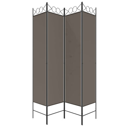 Anthracite 4-Panel Fabric Room Divider, 160x200 cm