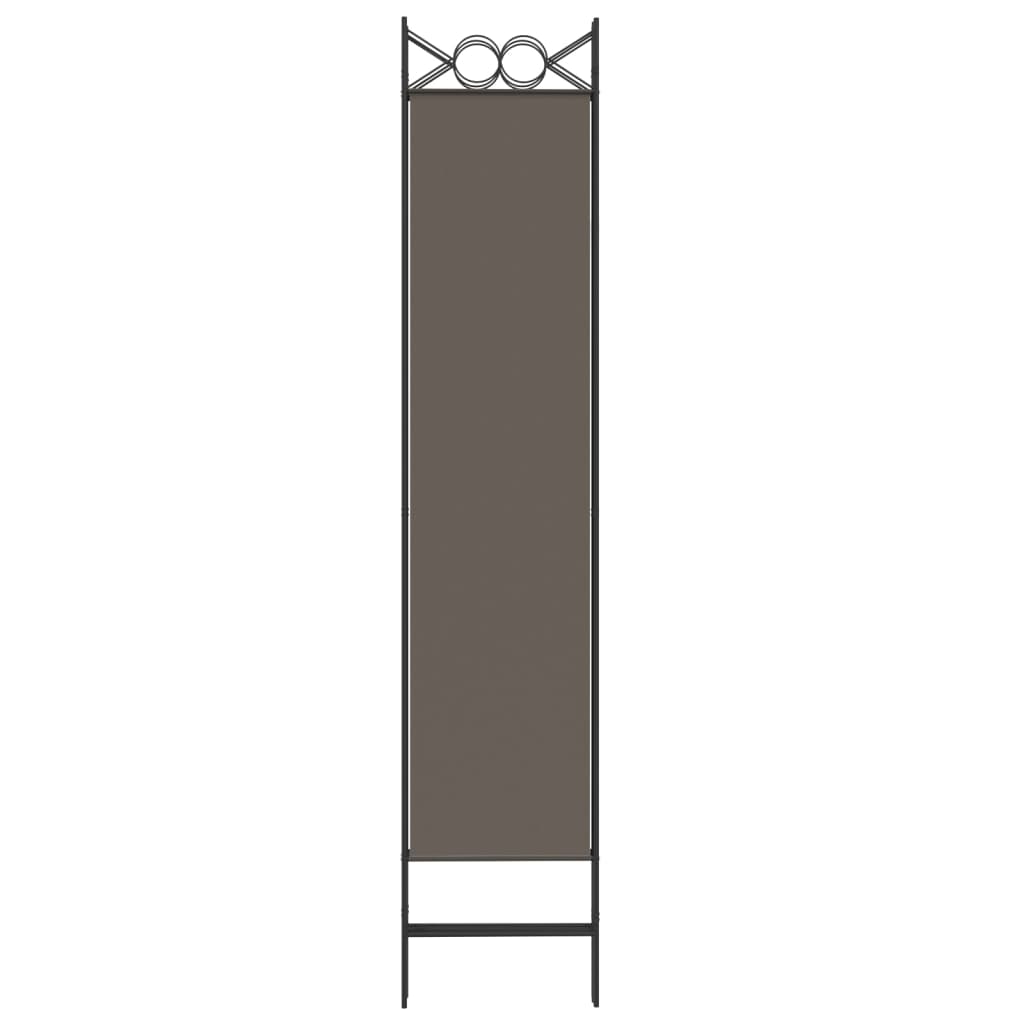 Anthracite 4-Panel Fabric Room Divider, 160x200 cm