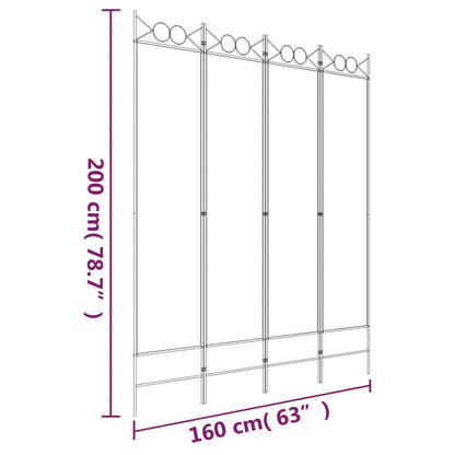 Anthracite 4-Panel Fabric Room Divider, 160x200 cm