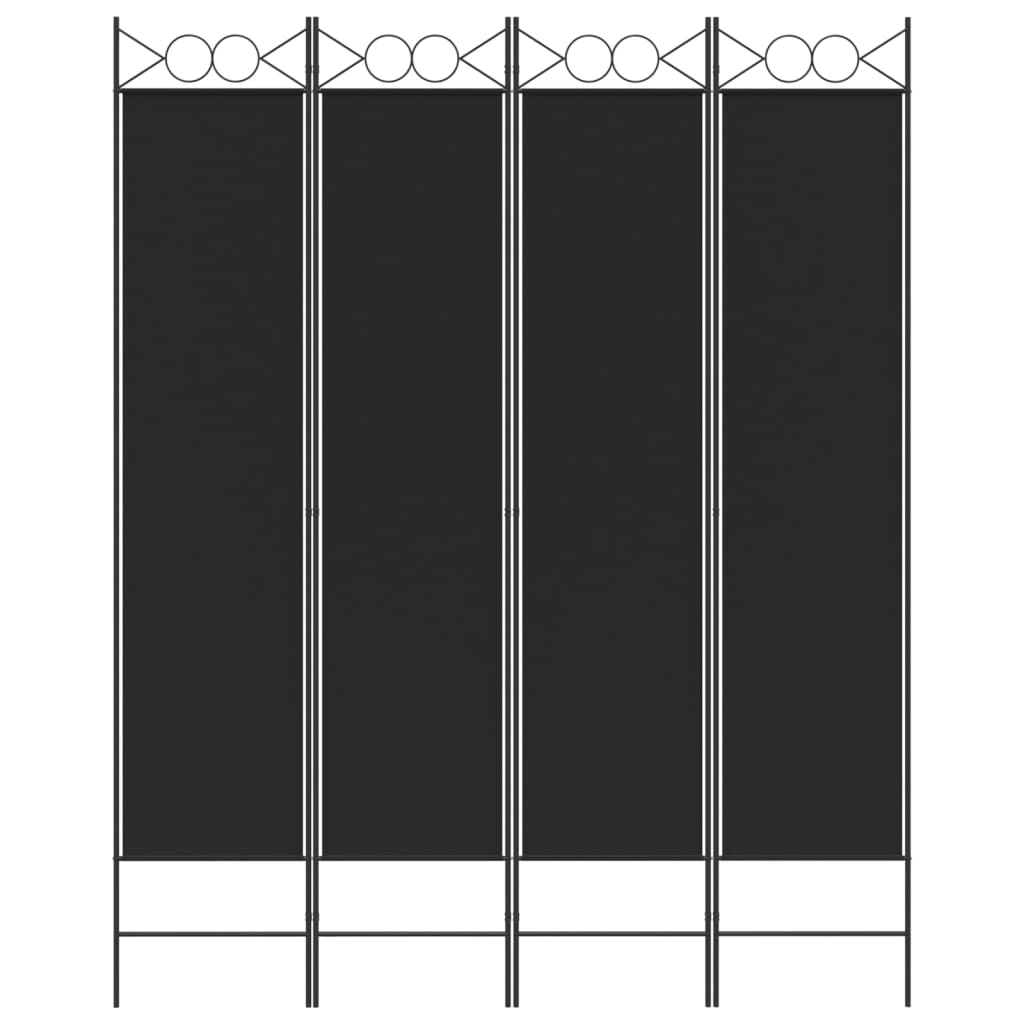 Elegant Black Fabric 4-Panel Room Divider - 160x200 cm
