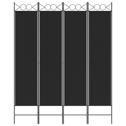 Elegant Black Fabric 4-Panel Room Divider - 160x200 cm