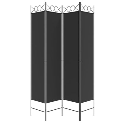 Elegant Black Fabric 4-Panel Room Divider - 160x200 cm