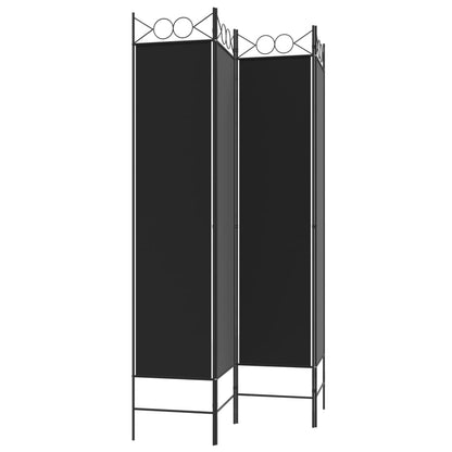Elegant Black Fabric 4-Panel Room Divider - 160x200 cm