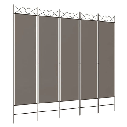 Anthracite Fabric 5-Panel Room Divider 200x200 cm