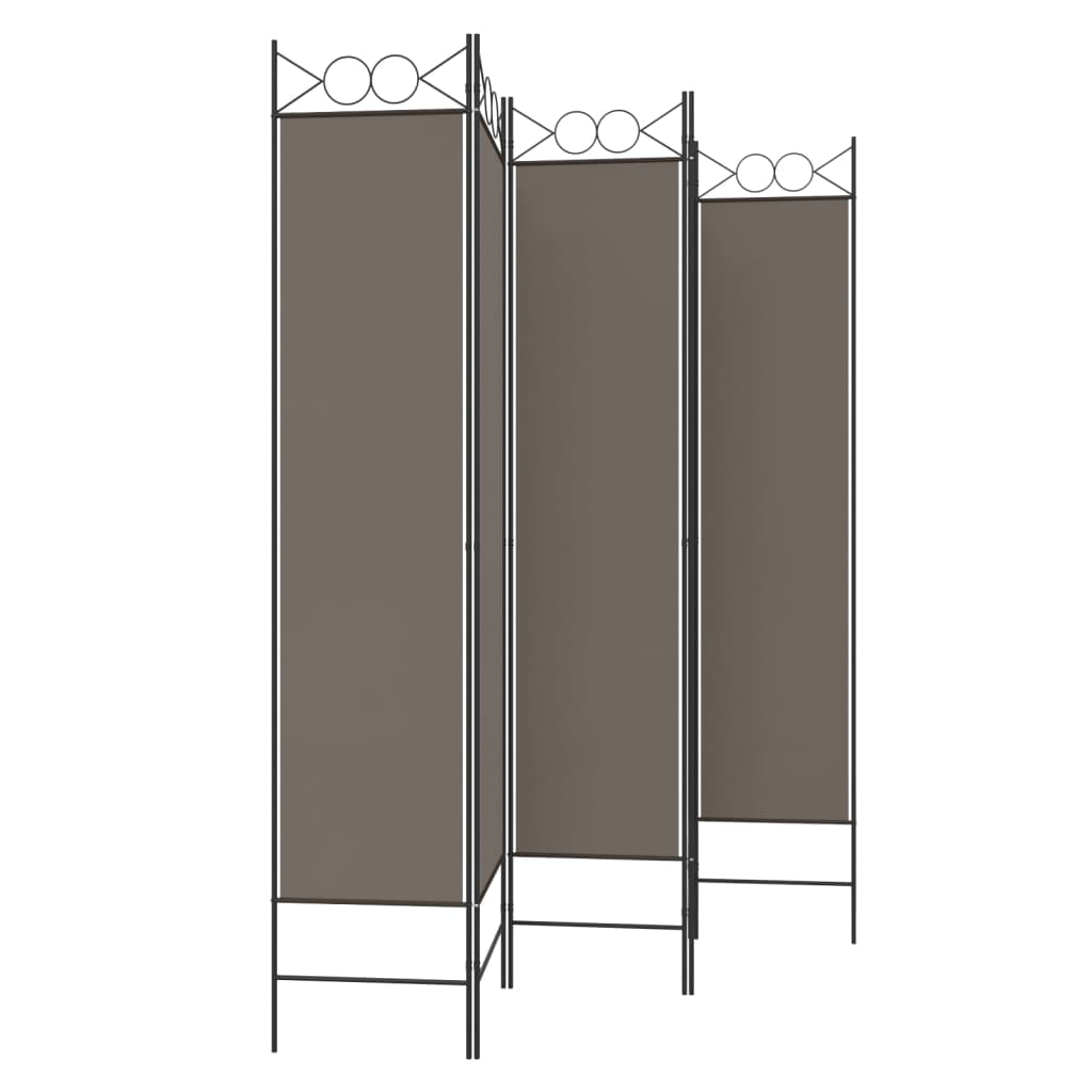 Anthracite Fabric 5-Panel Room Divider 200x200 cm