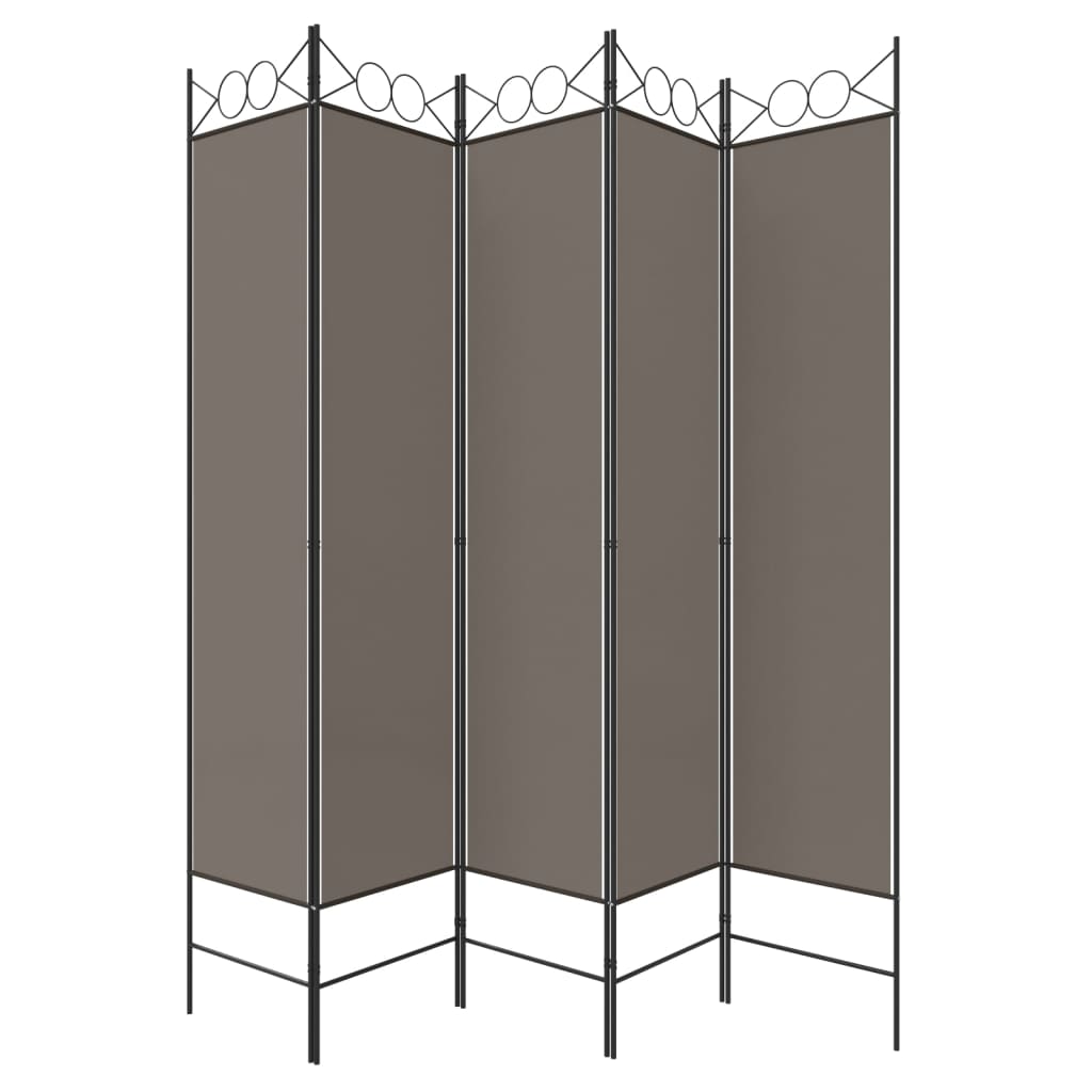 Anthracite Fabric 5-Panel Room Divider 200x200 cm