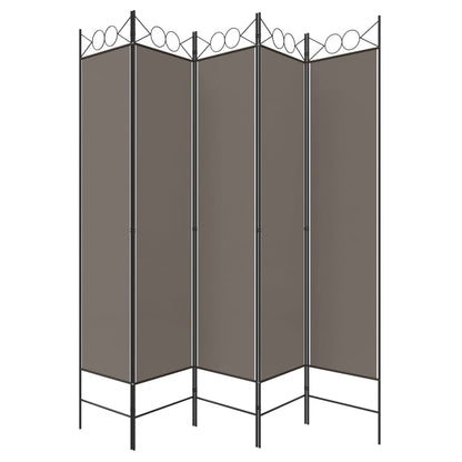 Anthracite Fabric 5-Panel Room Divider 200x200 cm