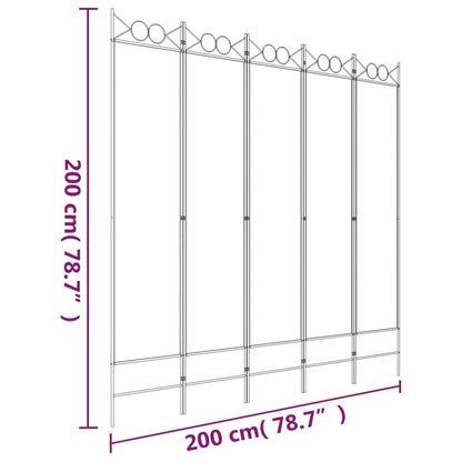 Anthracite Fabric 5-Panel Room Divider 200x200 cm