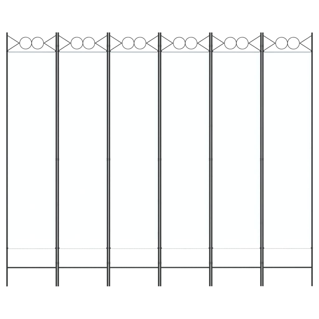 White Fabric 6-Panel Room Divider - 240x200 cm Privacy Screen