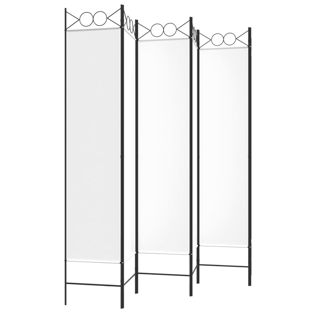 White Fabric 6-Panel Room Divider - 240x200 cm Privacy Screen