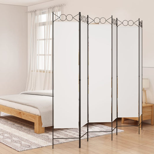 White Fabric 6-Panel Room Divider - 240x200 cm Privacy Screen
