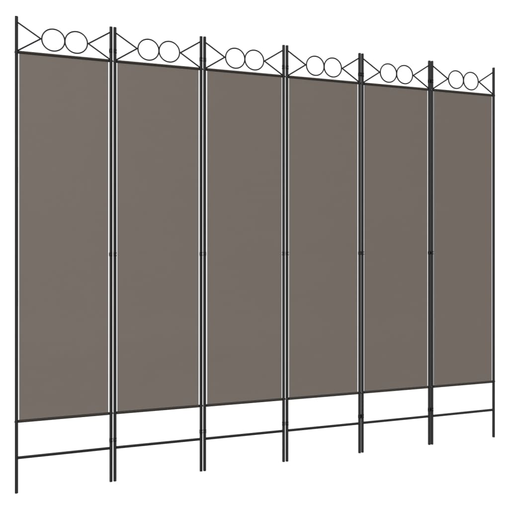 6-Panel Anthracite Fabric Room Divider, 240x200 cm