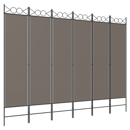 6-Panel Anthracite Fabric Room Divider, 240x200 cm