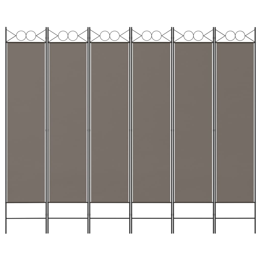 6-Panel Anthracite Fabric Room Divider, 240x200 cm