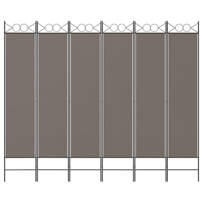 6-Panel Anthracite Fabric Room Divider, 240x200 cm
