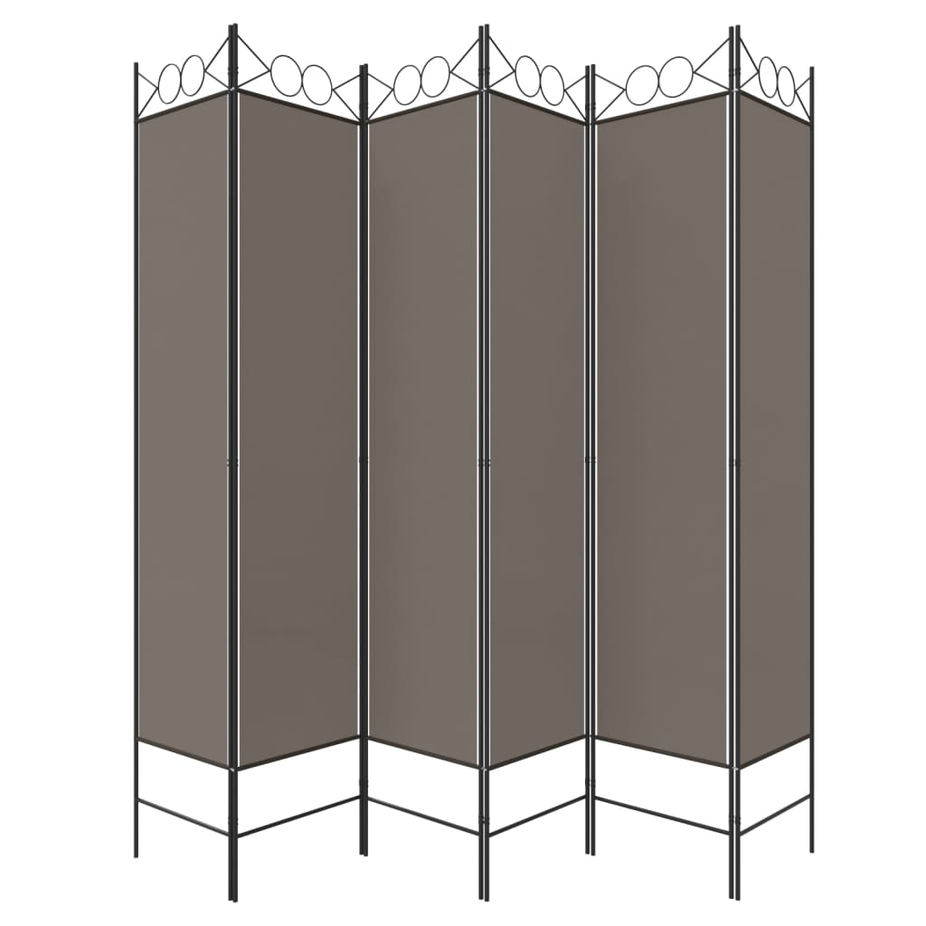 6-Panel Anthracite Fabric Room Divider, 240x200 cm