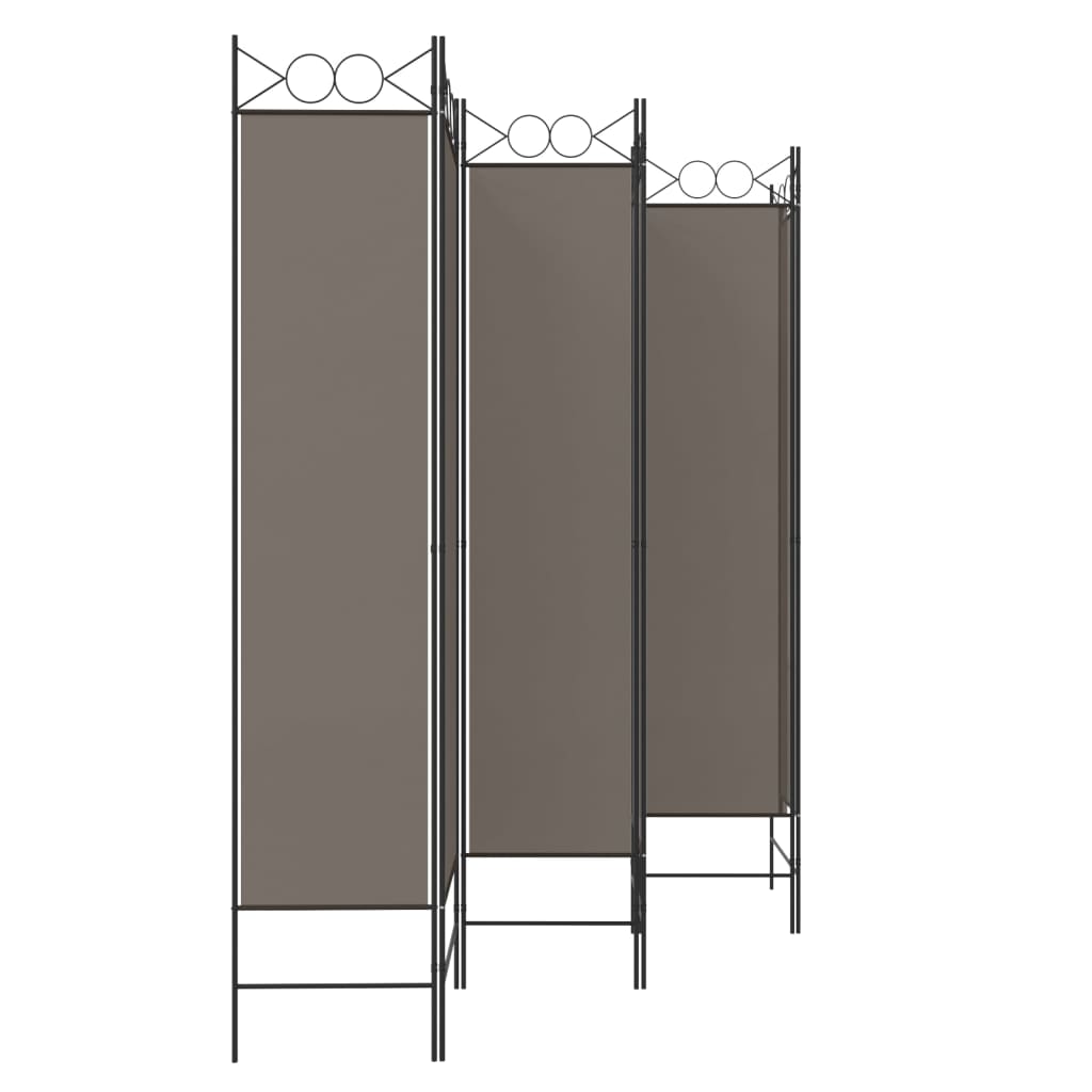 6-Panel Anthracite Fabric Room Divider, 240x200 cm