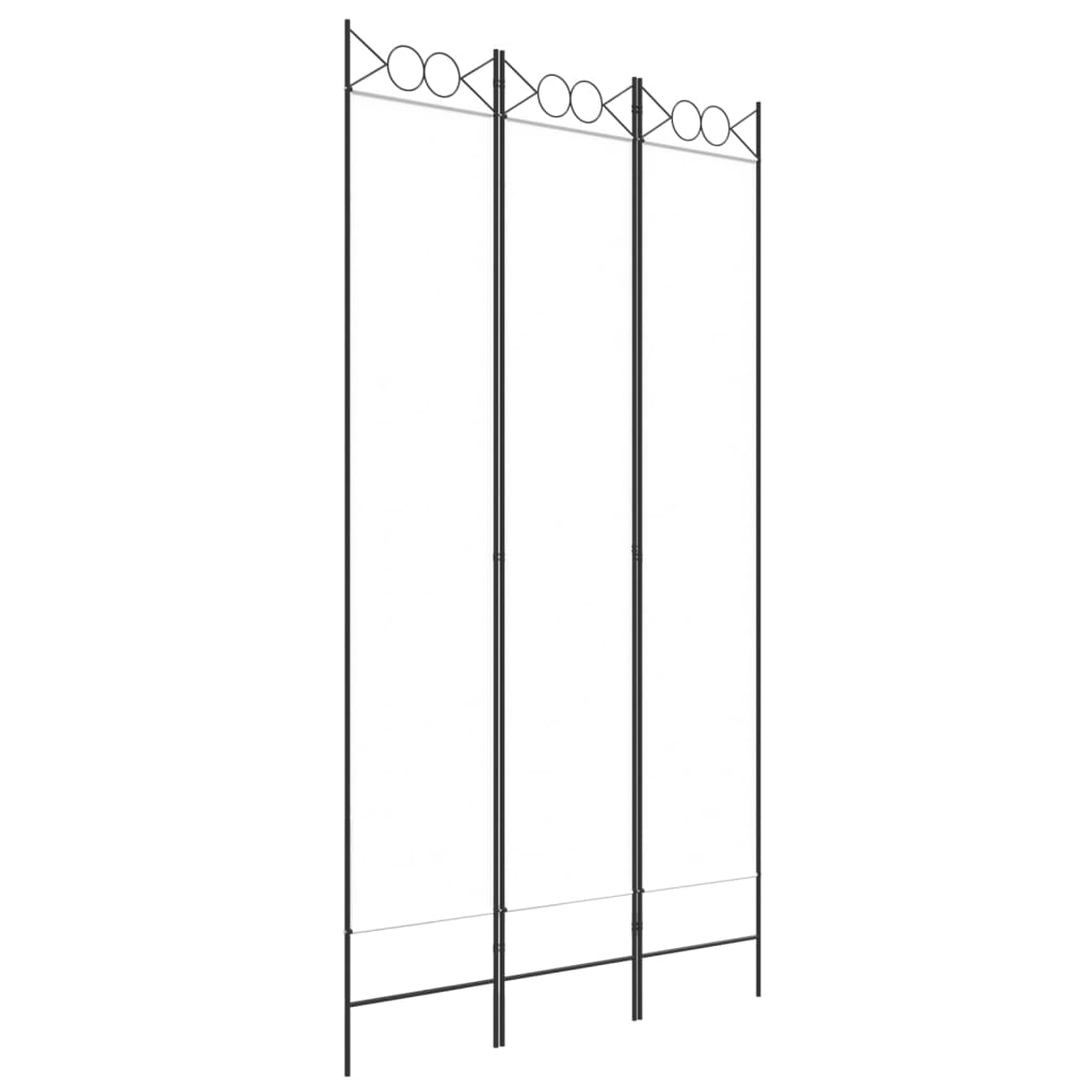 Elegant White Fabric 3-Panel Room Divider, 120x220 cm