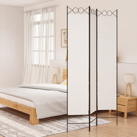 Elegant White Fabric 3-Panel Room Divider, 120x220 cm