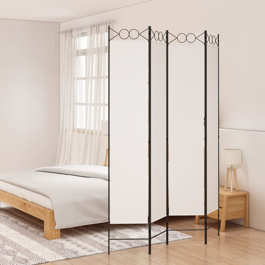 Elegant White Fabric 4-Panel Room Divider 160x220 cm