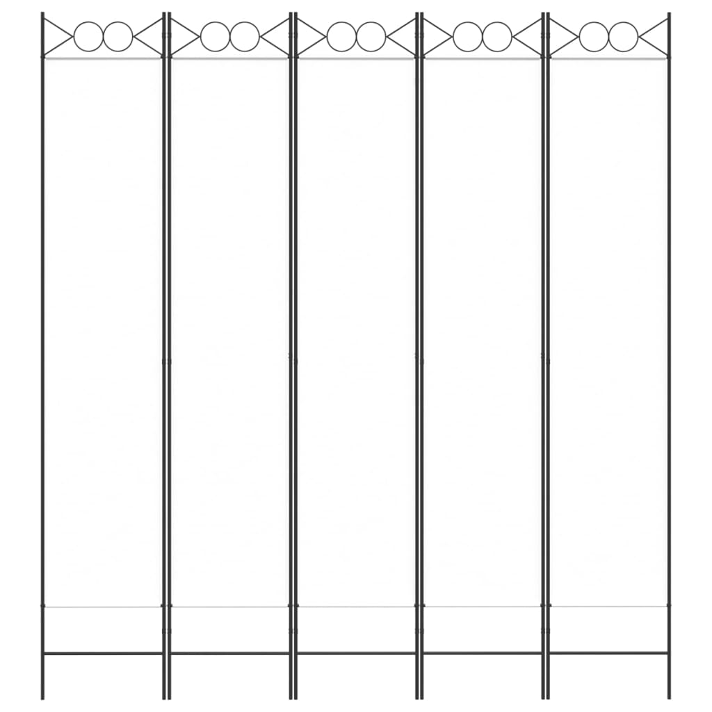 Elegant White 5-Panel Fabric Room Divider - 200x220 cm