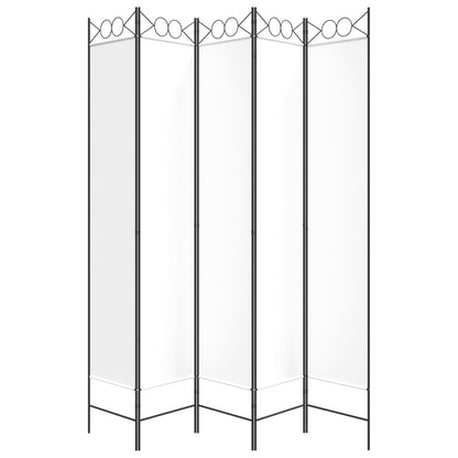 Elegant White 5-Panel Fabric Room Divider - 200x220 cm