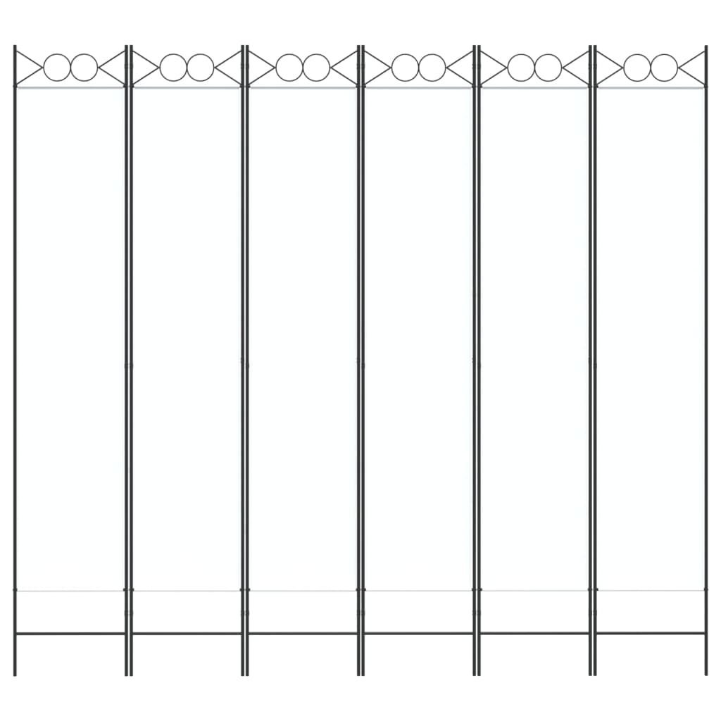6-Panel White Fabric Room Divider - 240x220 cm Privacy Screen
