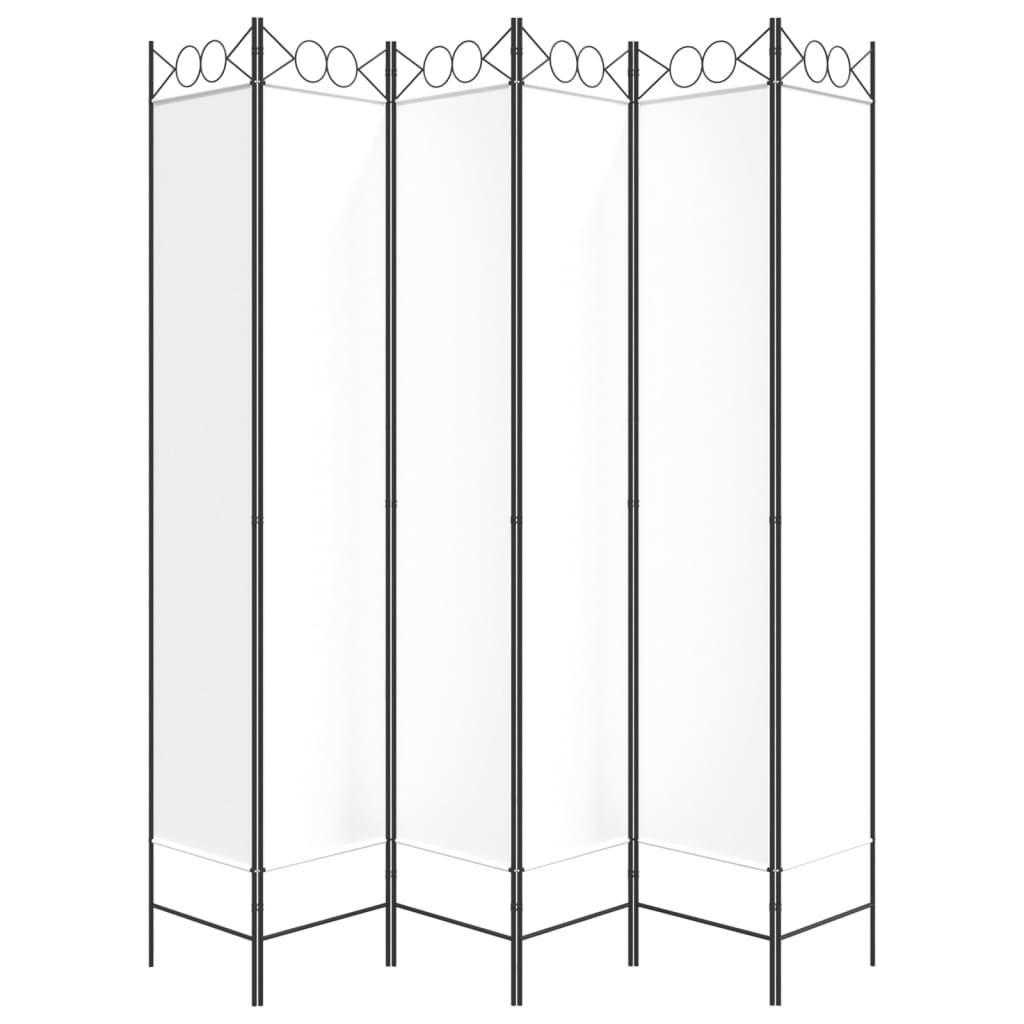 6-Panel White Fabric Room Divider - 240x220 cm Privacy Screen