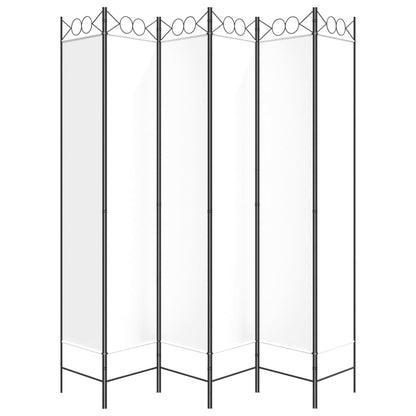 6-Panel White Fabric Room Divider - 240x220 cm Privacy Screen