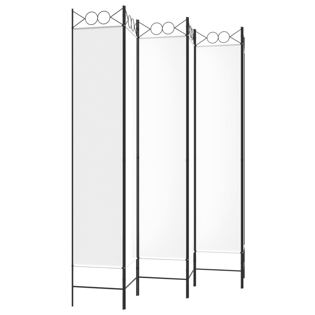 6-Panel White Fabric Room Divider - 240x220 cm Privacy Screen
